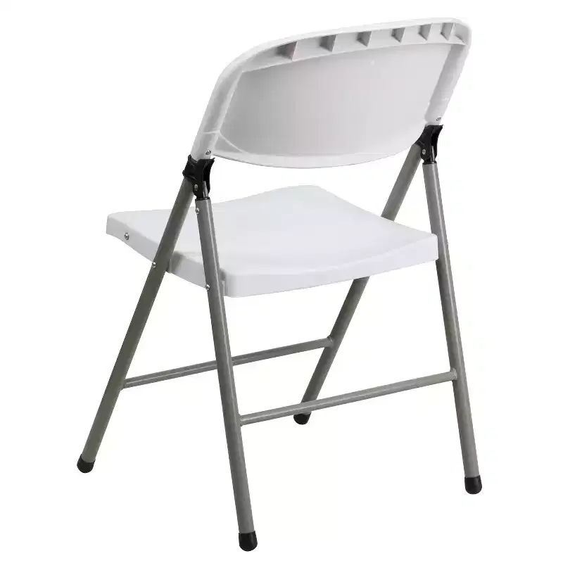 Emma and Oliver 2 Pack Commercial White Plastic Event Party Rental Folding Chair