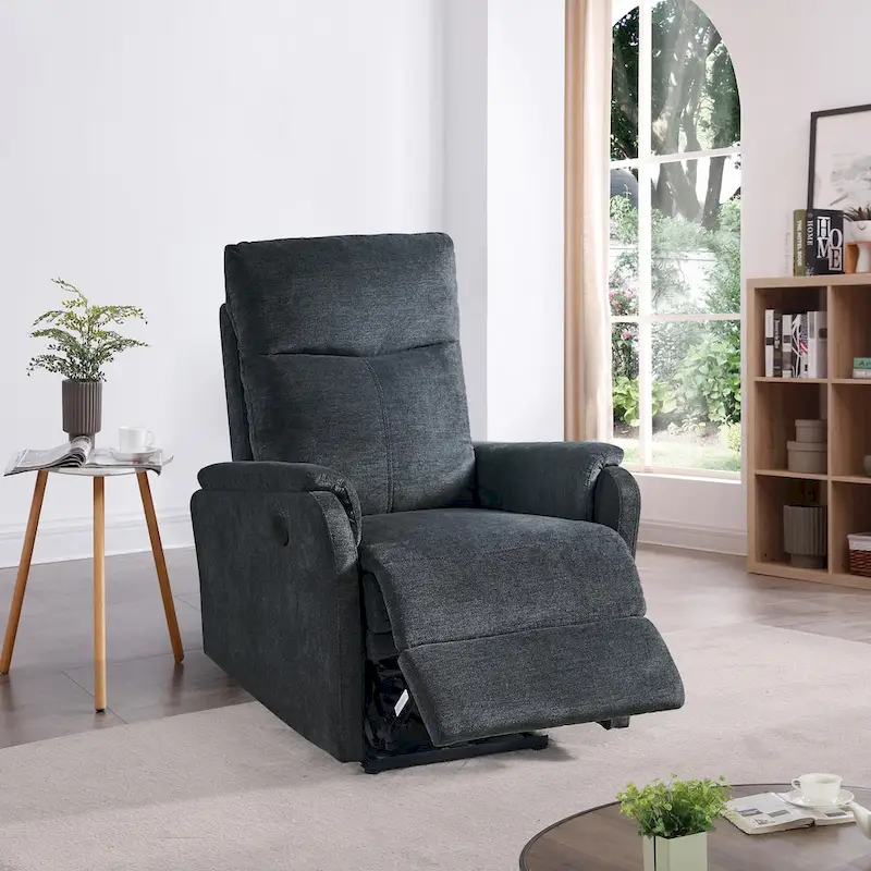 Blue Power Recliner with USB Charger