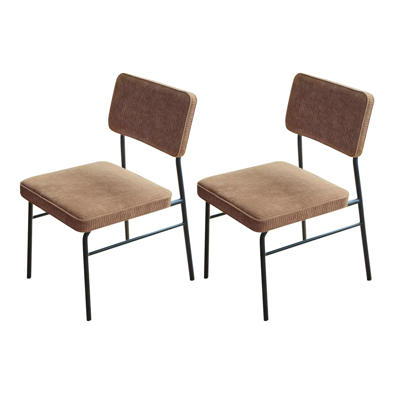 Mid-Century Modern Corduroy Armless Dining Chairs Set of 2
