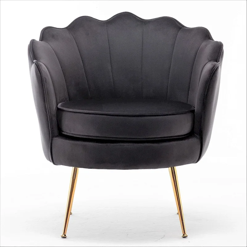Cavett 28.3  Wide Velvet Barrel Chair with Gold Metal Legs