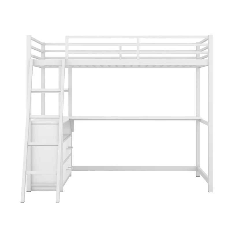 Loft Bed with Desk and Shelves