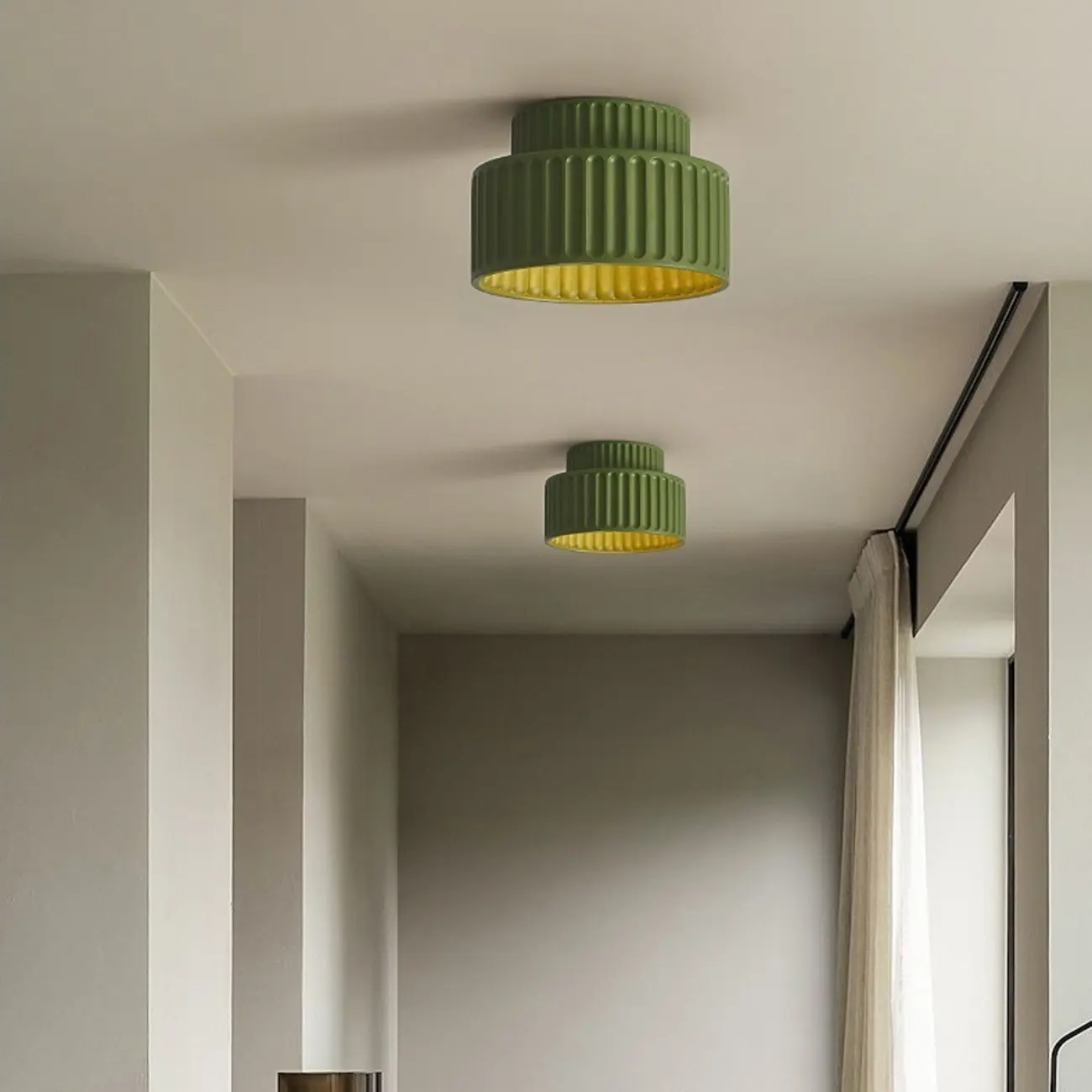 Minimalist Plastic Ribbed Cylinder Flush Mount Ceiling Light