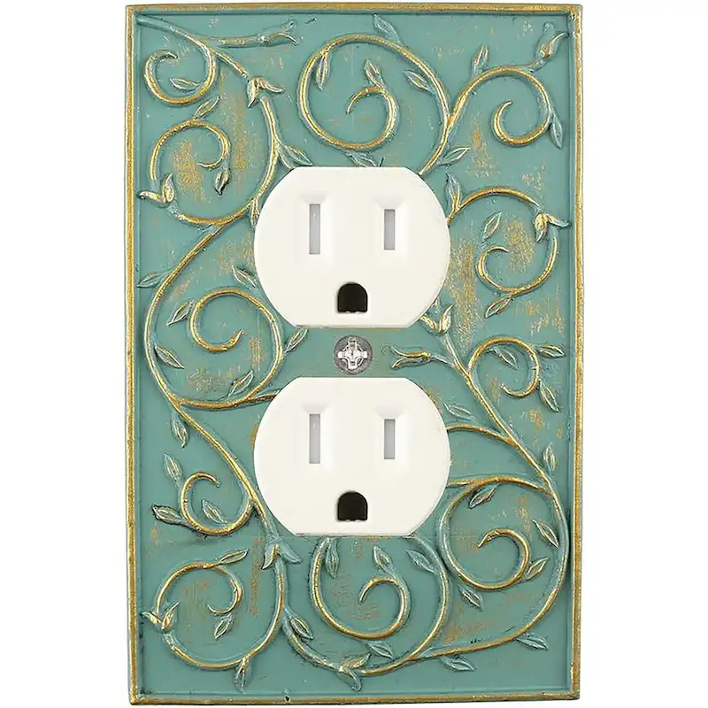 Meriville French Scroll Electrical Outlet Wall Plate Cover, Hand Painted