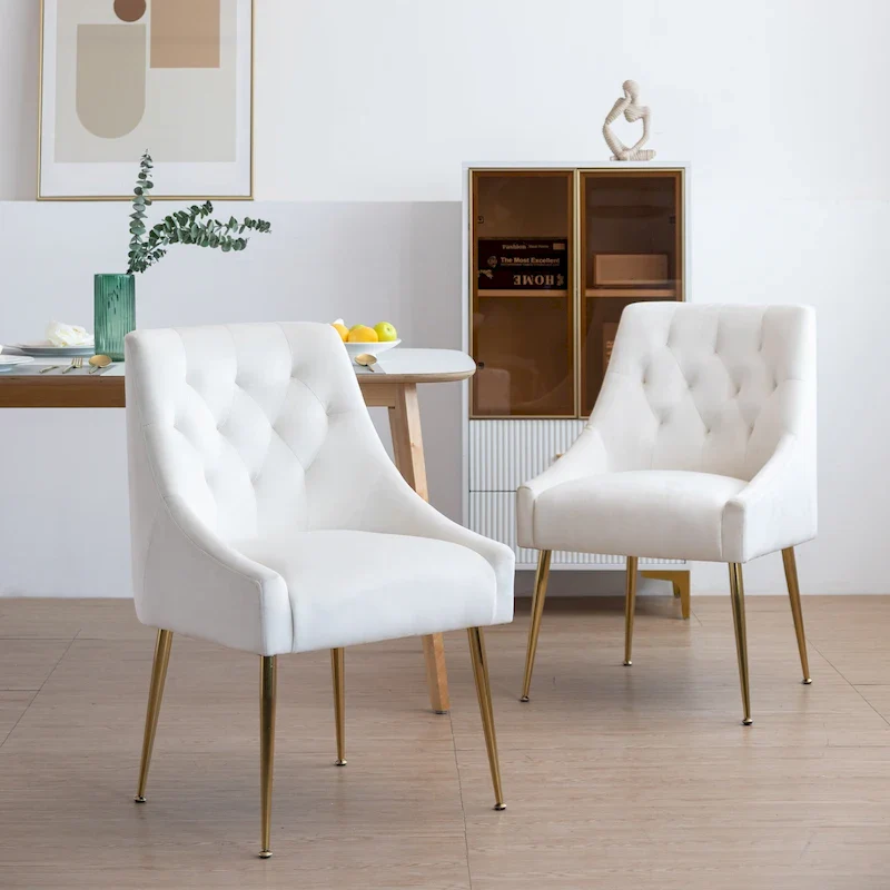 XINMICS Mid-Century Modern Velvet Dining Chair, Upholstered Parsons Chair, Set of 2