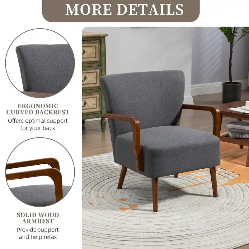 Modern chairs in the living room, wooden frame armchairs