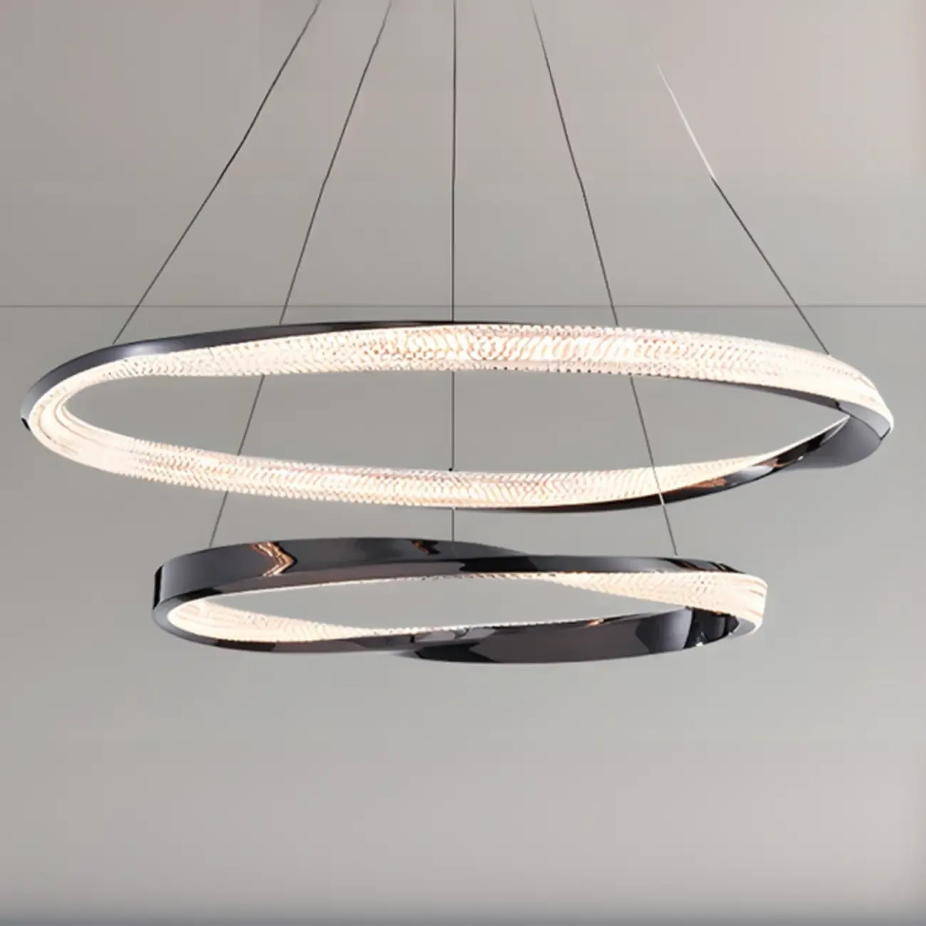 Modern LED Stylish Metal Black Circle Ring Chandelier