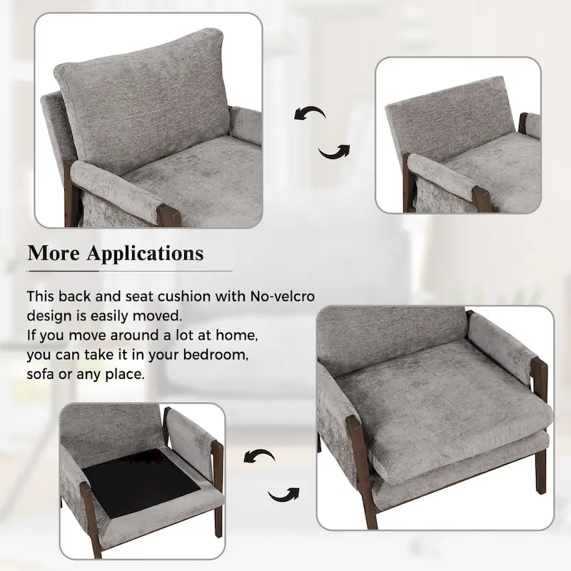 Roundhill Furniture Kelly Mid-Century Modern Velvet Accent Armchair