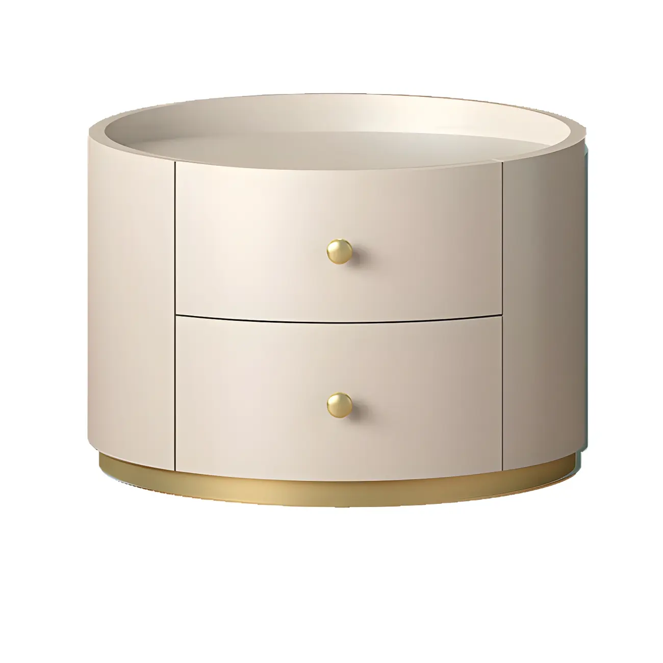Glam Manufactured Wood Round 2-Drawer Nightstand