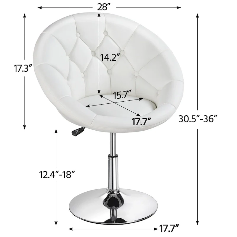 Yaheetech Modern Tufted Faux Leather Barrel Accent Chair