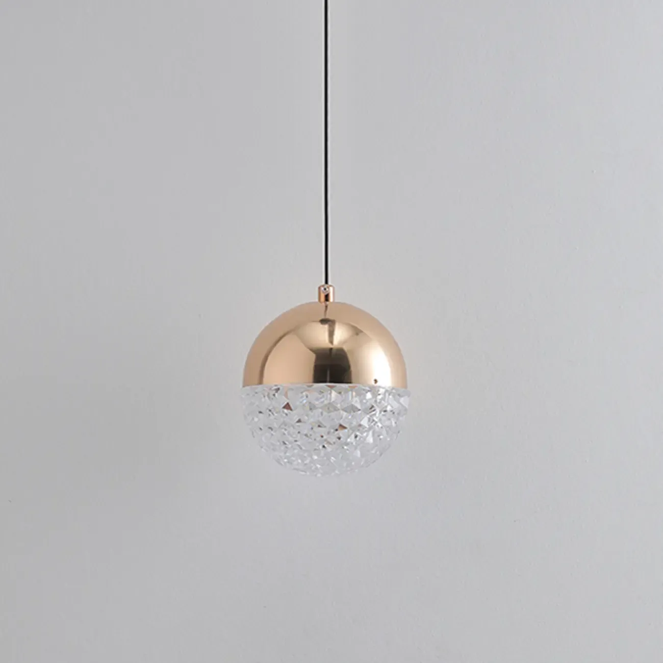 Modern Rose Gold Clear Globe Liftable Pendant Light