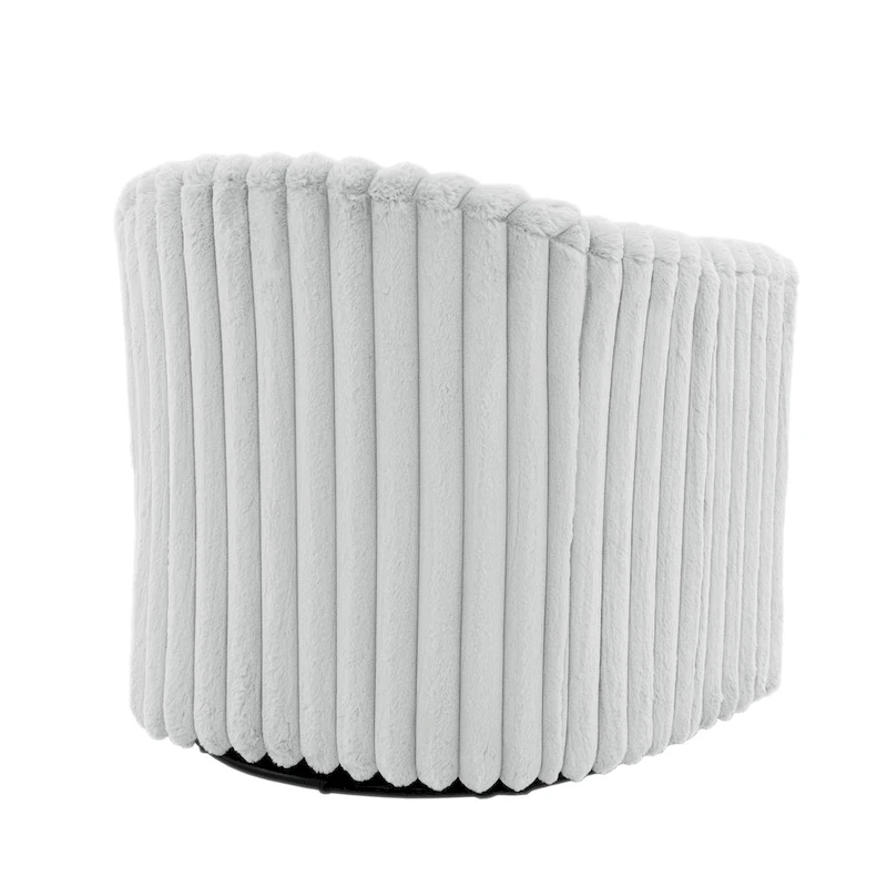 30.7W Faux Fur Upholstered Accent Chair Swivel Barrel Chair
