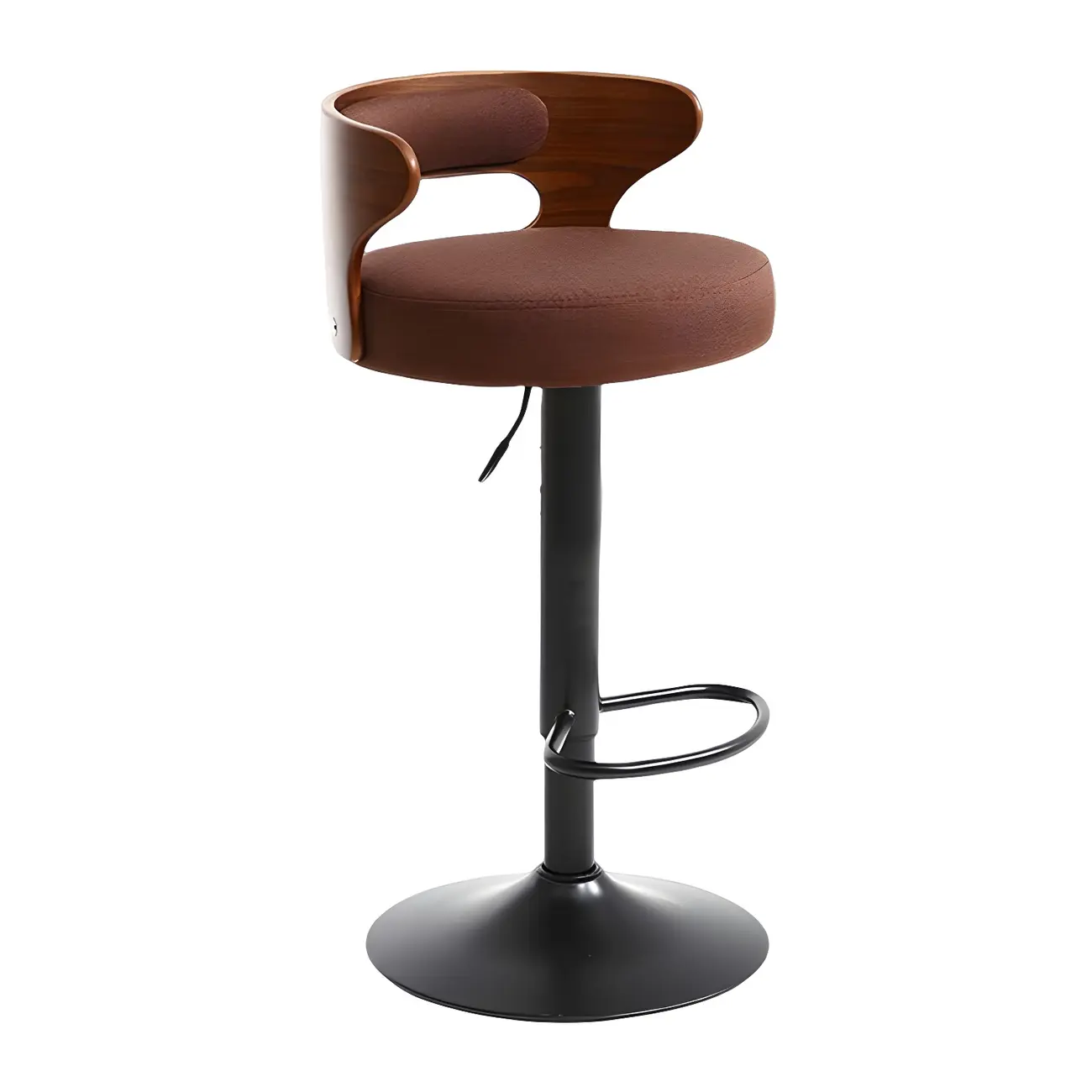 Adjustable Round Leather Swivel Bar Stools with Back