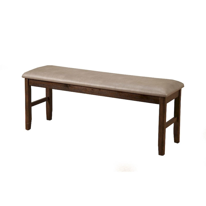 Rubberwood Dining Bench With Padded Upholstery Brown - 19 H x 14 W x 48.5 L Inches