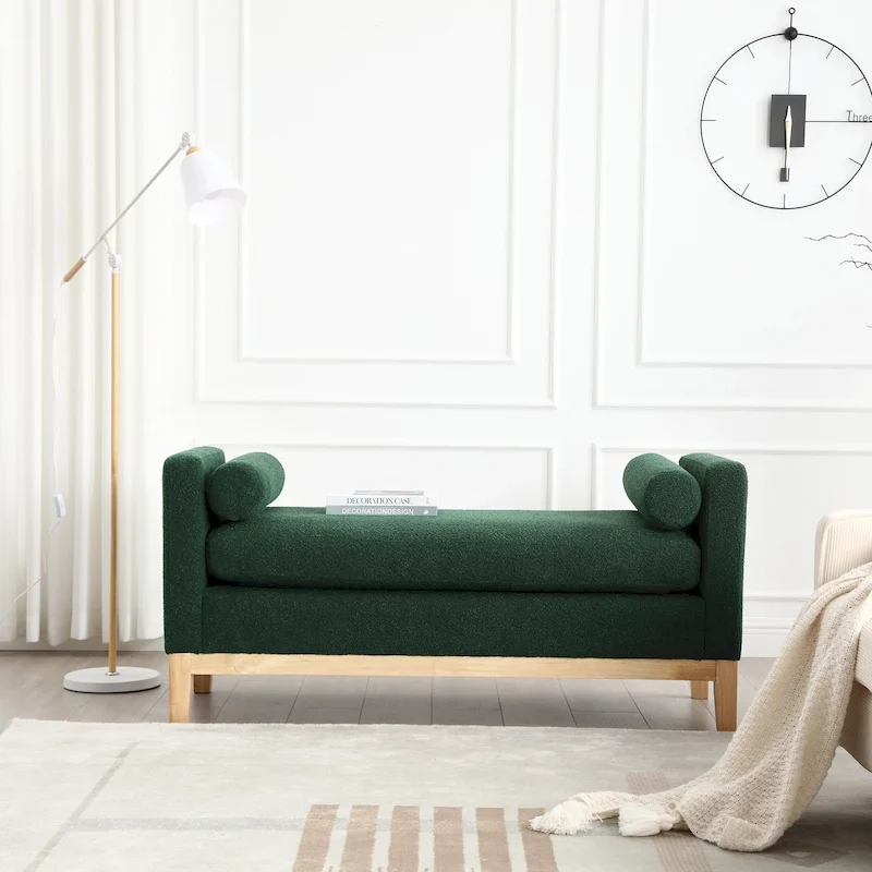 Upholstered Bench with Wood Legs