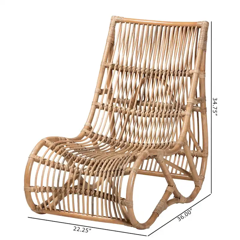 Modern Bohemian Natural Rattan Lounge Chair