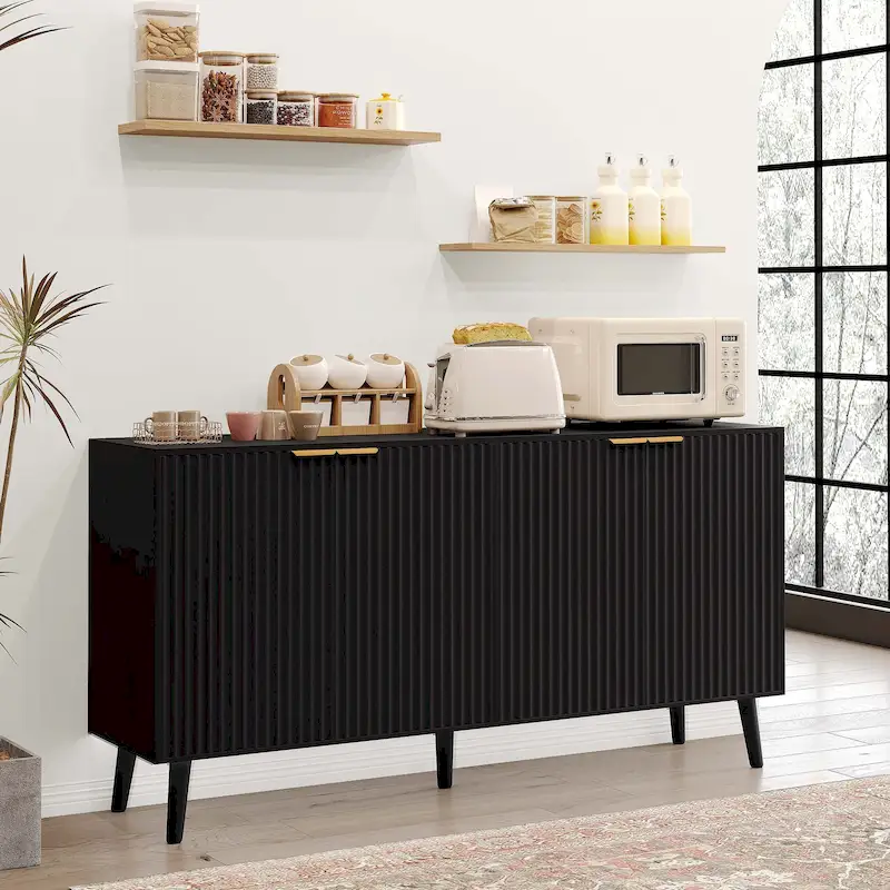JASIWAY Buffet Table Kitchen Sideboard with Blister Wave Doors