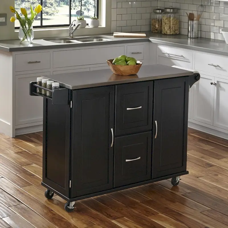 Homestyles Dolly Madison Wood Kitchen Cart with Stainless Steel Top