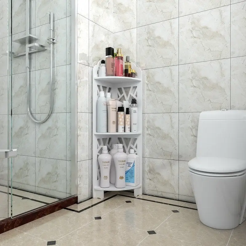 3-Tier Corner Shower Shelf, X-Frame, Waterproof PVC, Fire-Retardant, Mildew-Proof, White