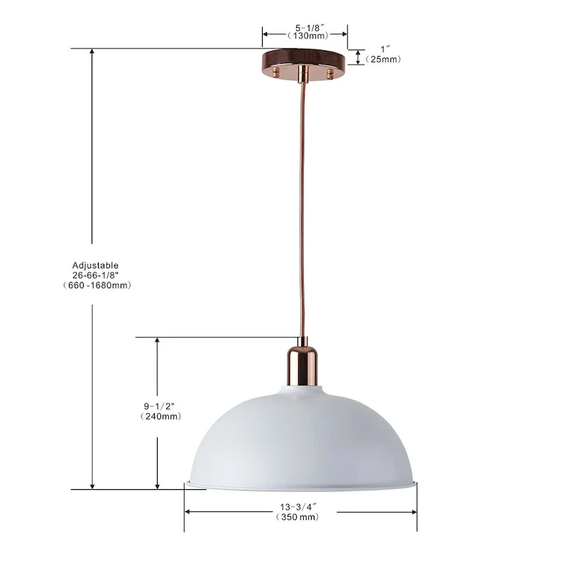 Simple style White iron 1 Lt pendant 14 inch