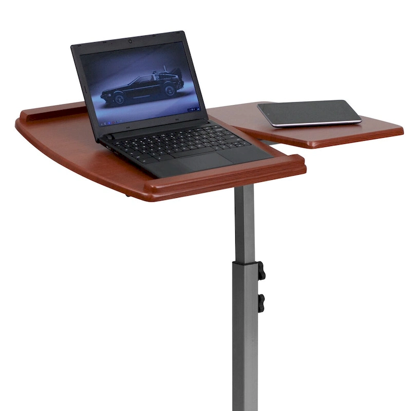 Angle and Height Adjustable Mobile Laptop Computer Table with Cherry Top