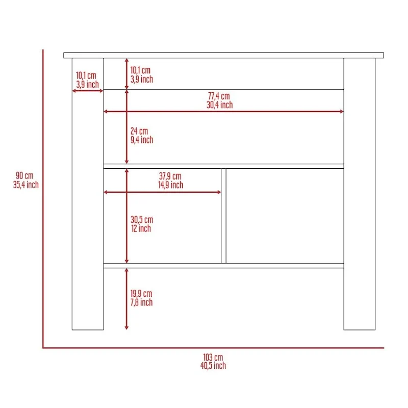 3-Shelf Wooden Casual Kitchen Island