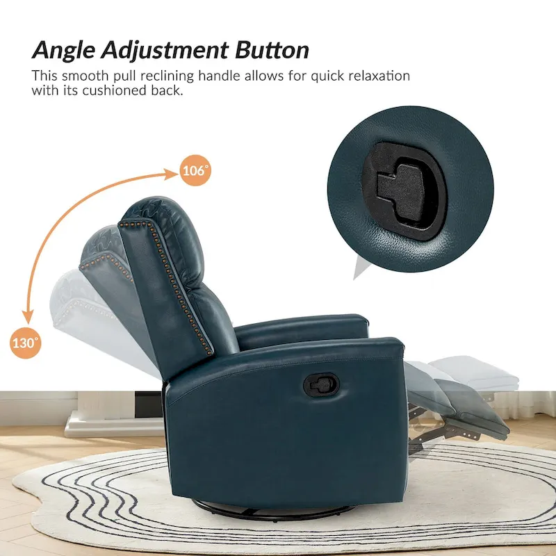 Fiacro 30.31Wide Modern Genuine Leather Wingback Swivel Rocker Recliner with Nailhead Trims, Set of 2