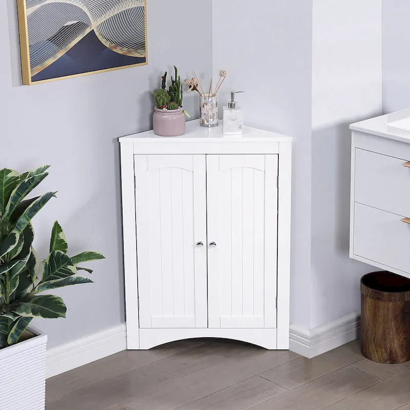 Corner Cabinet with Doors and Shelves