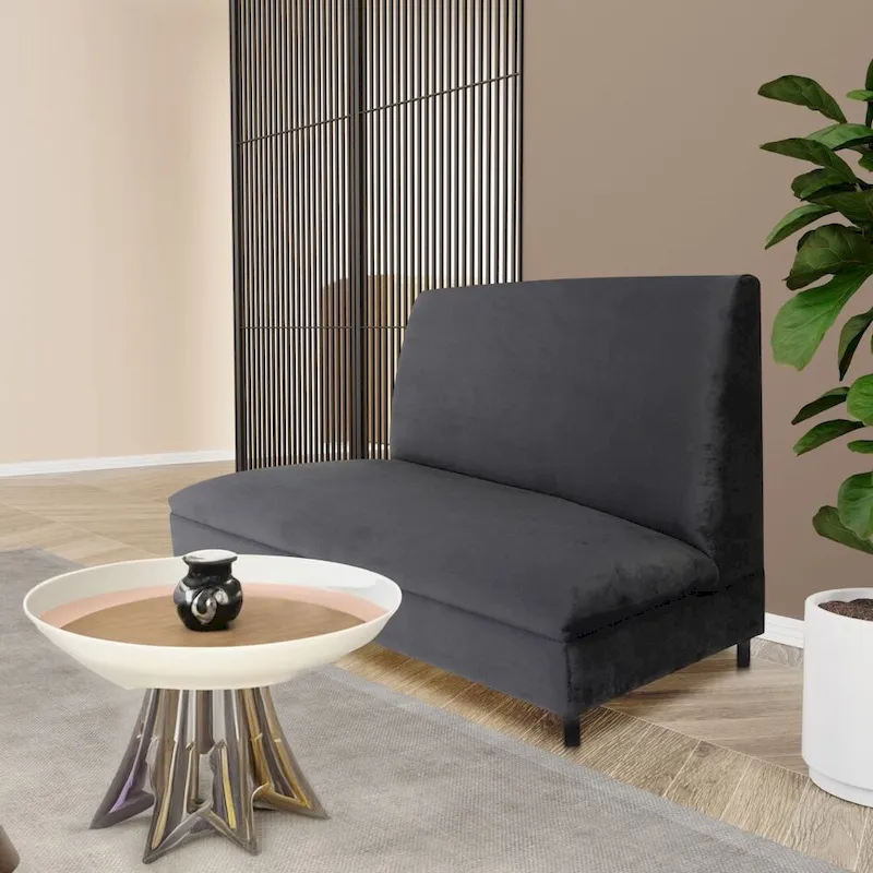 72-Inch Mid-Century Modern Black Velvet Booth Seating with Solid Wood Frame, 900 lbs Capacity for Restaurant