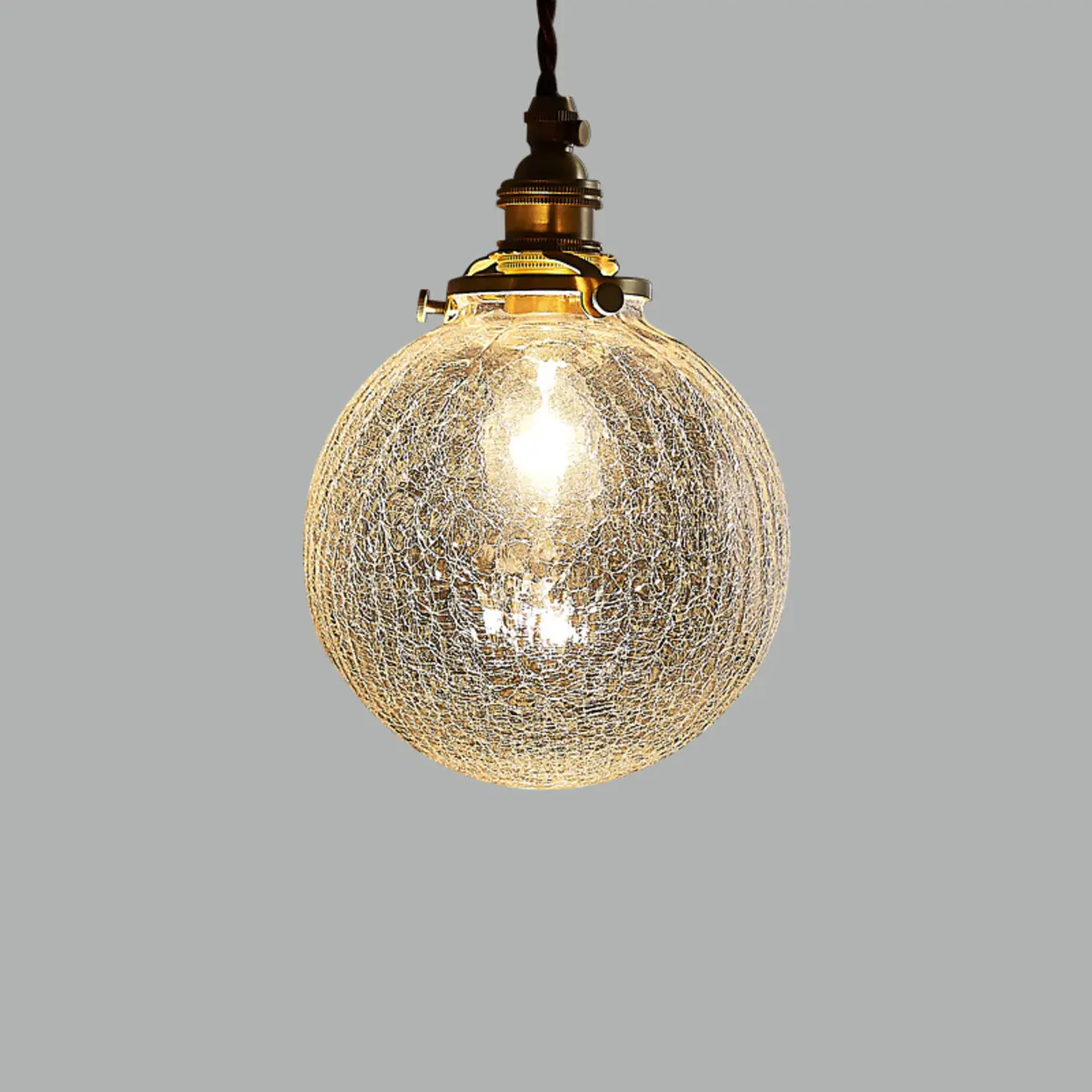 Modern Adjustable Gold Crakle Glass Globe Pendant Light