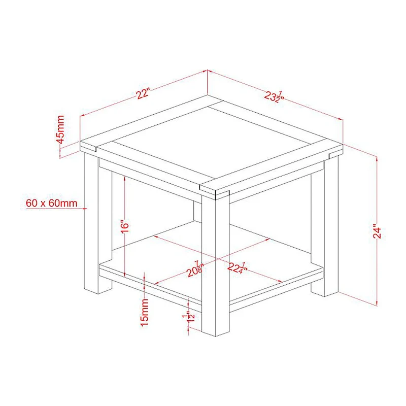 Llat Transitional Cherry 24-inch Solid Wood 1-Shelf Side Table by Furniture of America