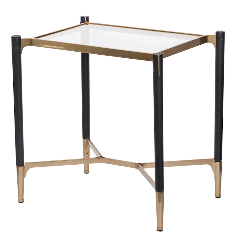 A&B Home Park View Matte Black and Gold Rectangle Occasional Table