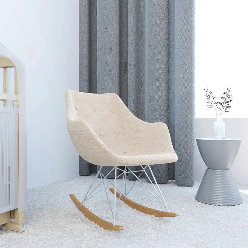 Polyester Upholstered Rocking Nursing Chair - Modern Accent Armchair for Home, Living Room, Bedroom