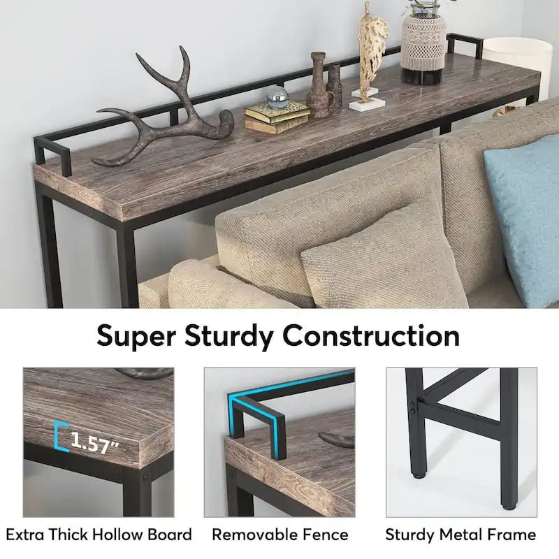 70.9 Extra Long Sofa Console Table, Behind The Couch Table Narrow Entryway Table