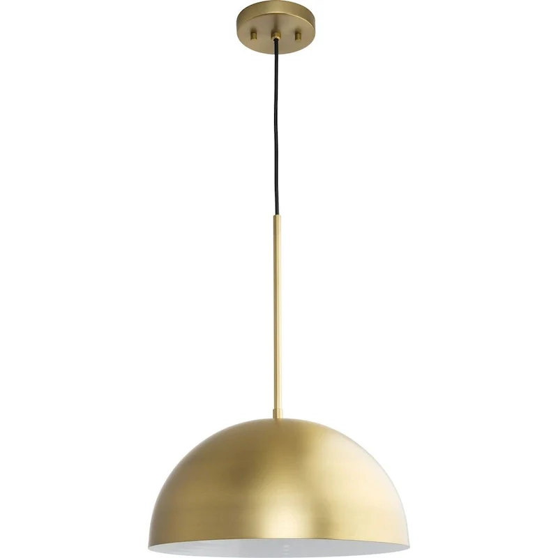 Perimeter Collection One-Light Brushed Gold Mid-Century Modern Pendant with metal Shade - 15.75 in x 15.75 in x 8.62 in