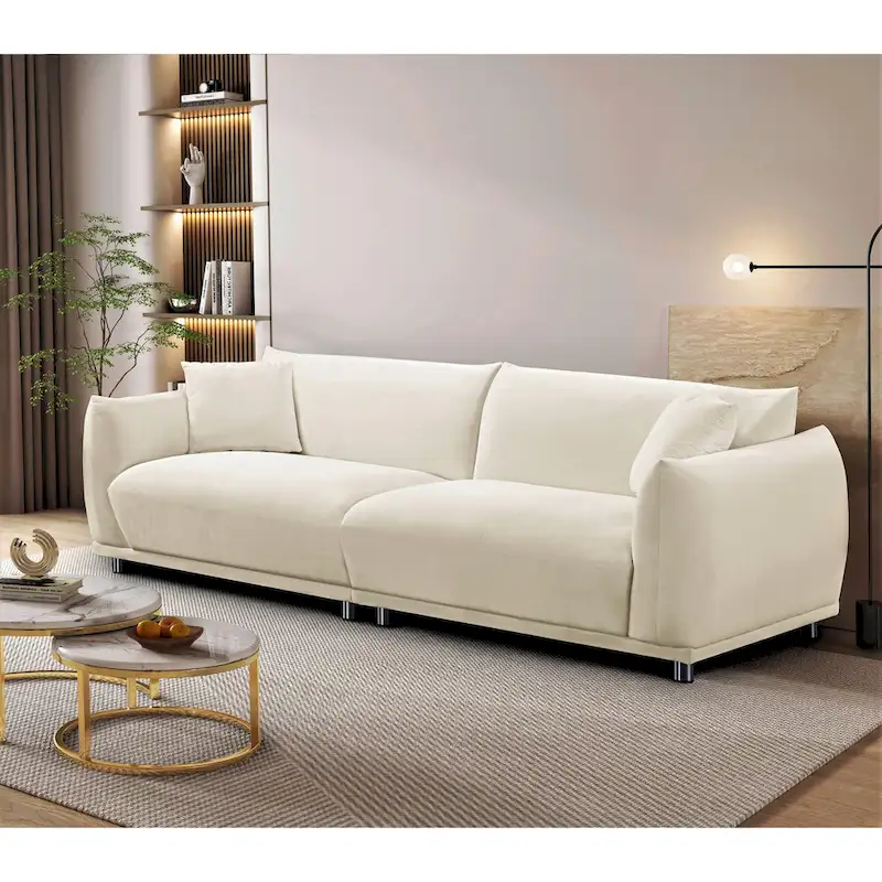 US Pride Furniture 88.2W Metal-Legs Velvet Fabirc Foam Sofa