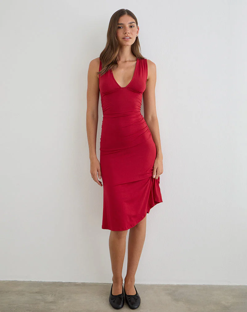 Laluma Midi Dress in Adrenaline Red