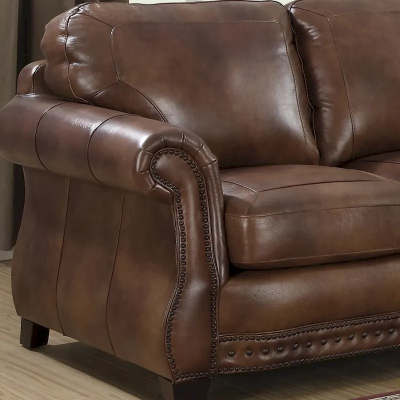 Sterling Cognac Brown Premium Top Grain Italian Leather Sofa