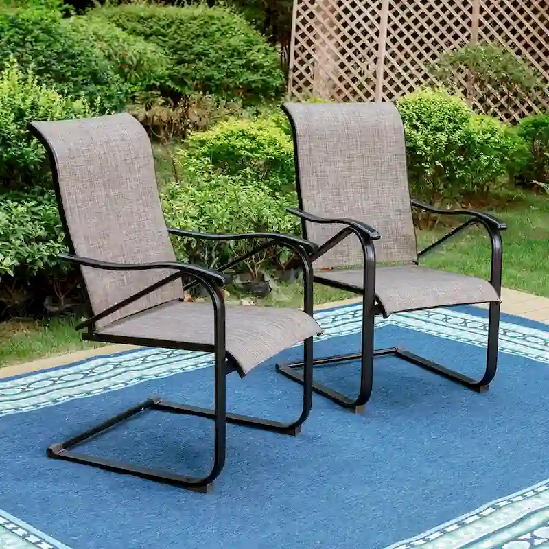5-Pieces Patio Dining Set, Including 1 Steel Frame Table with Umbrella Hole and 4 C spring Patio Chair