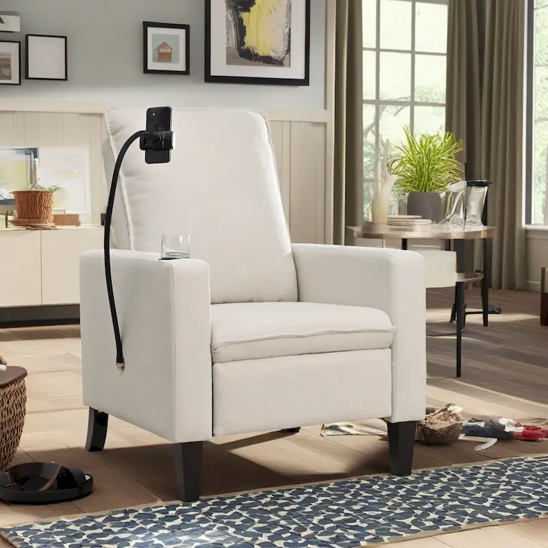 Adjustable Recliner Sofa with Built-in Cup Holder & Storage Compartment