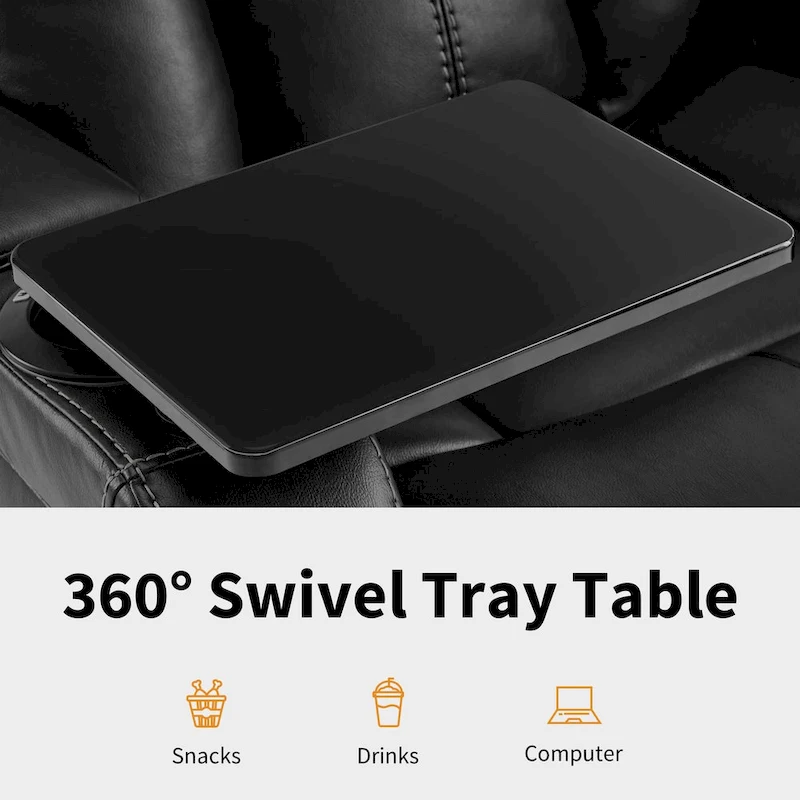 MCombo Power Recliner Chair, Home Theater Seating with Adjustable Headrest and Tray Table, Breathable Leather HTS422