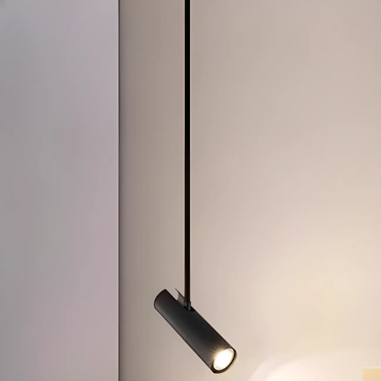 Adjustable Cylindrical Metal Black Hanging Pendant Light