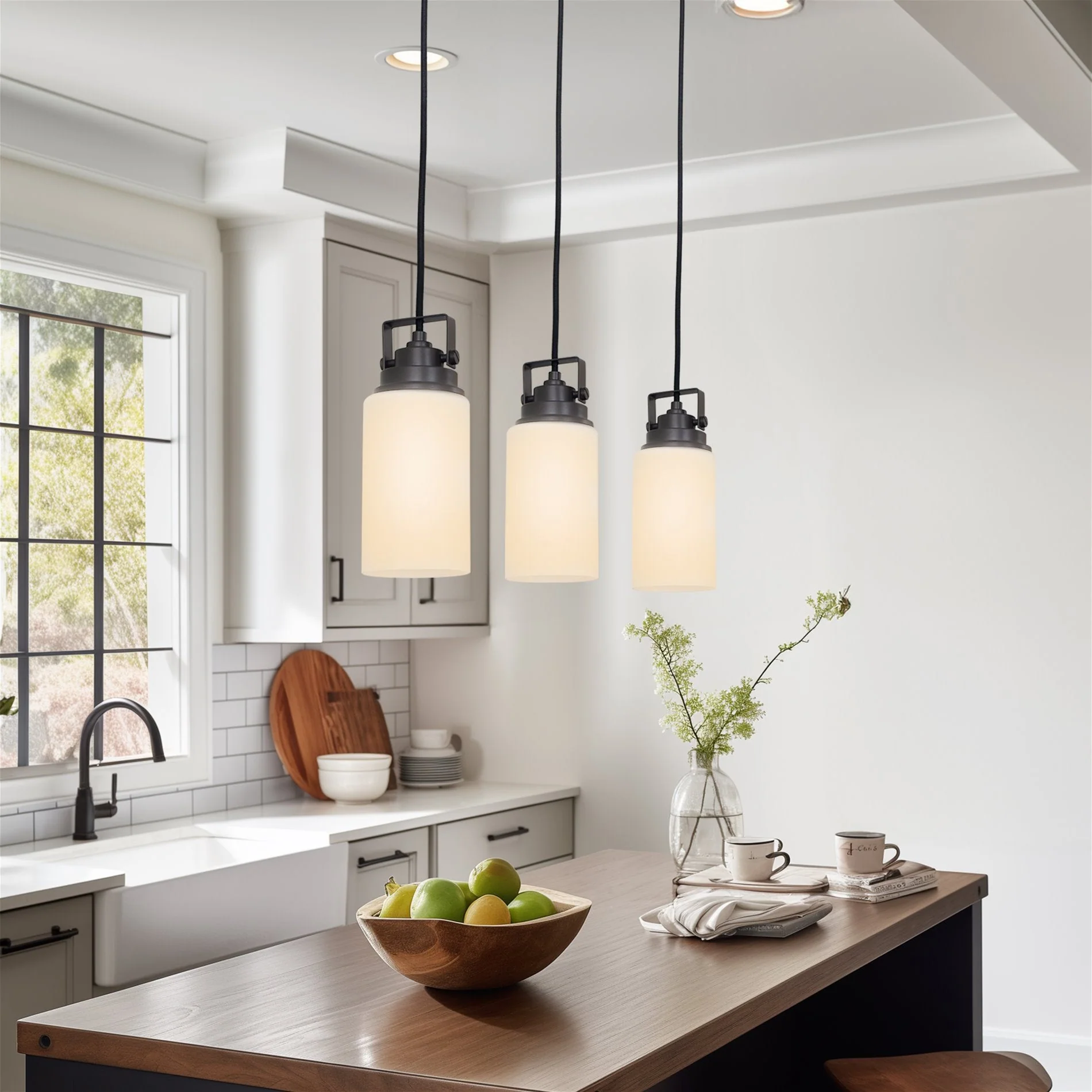 7 Cylinder Glass Shades, Opal Replacement Glass, 3-Pack