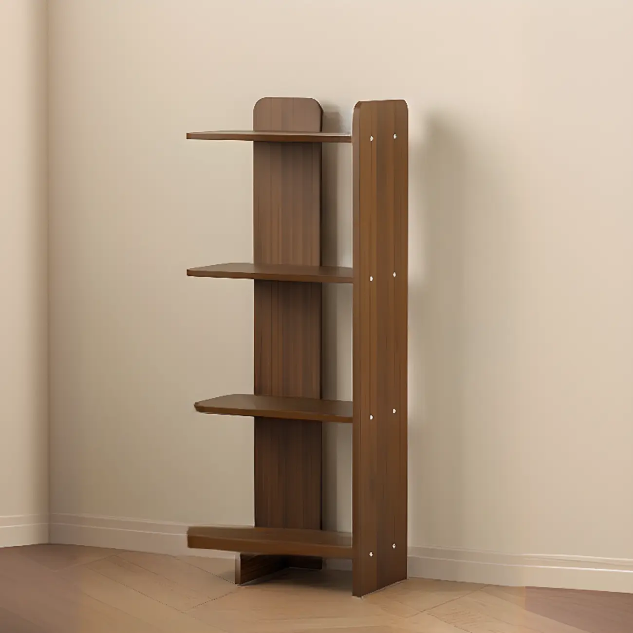 Contemporary 4-tier Wood Vertical Open Back Bookshelf