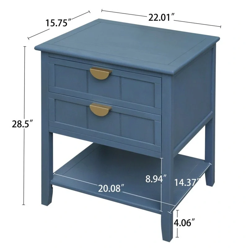 American Style Side Table End Table with 2 Drawer