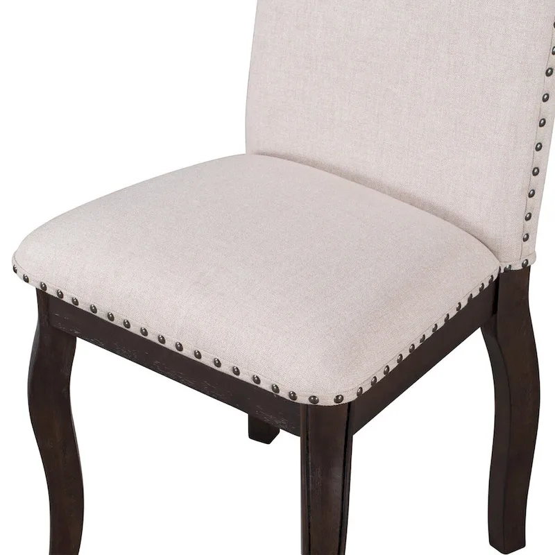 Espresso Wood Set of 4 Dining Chairs with Upholstered