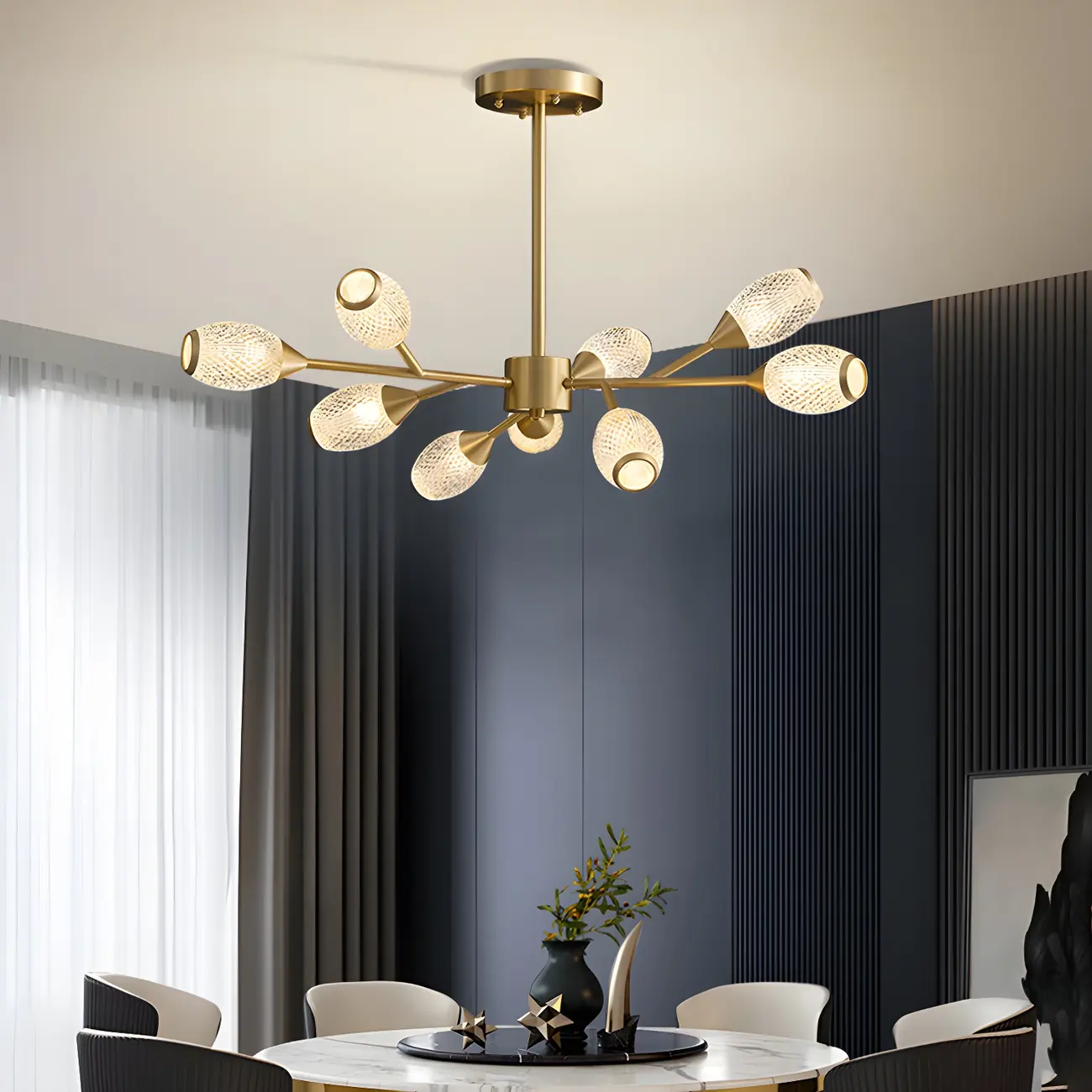 Mid-Century Modern Globe Brass Sputnik Chandelier