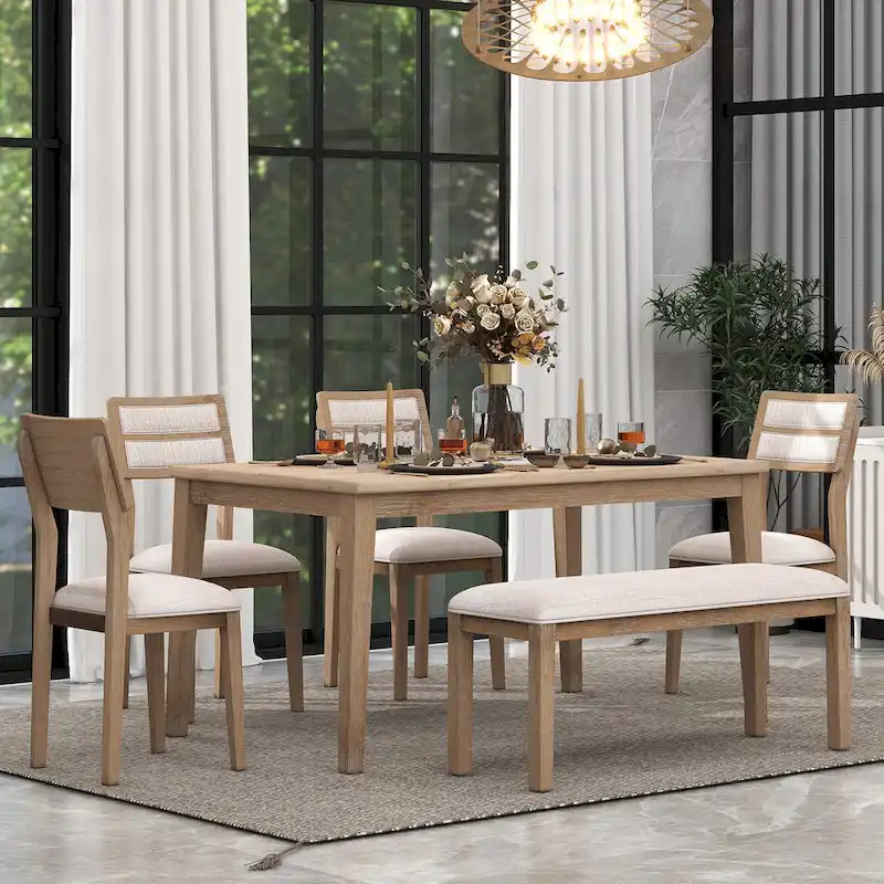 6-Piece Wooden Dining Table Set - 60