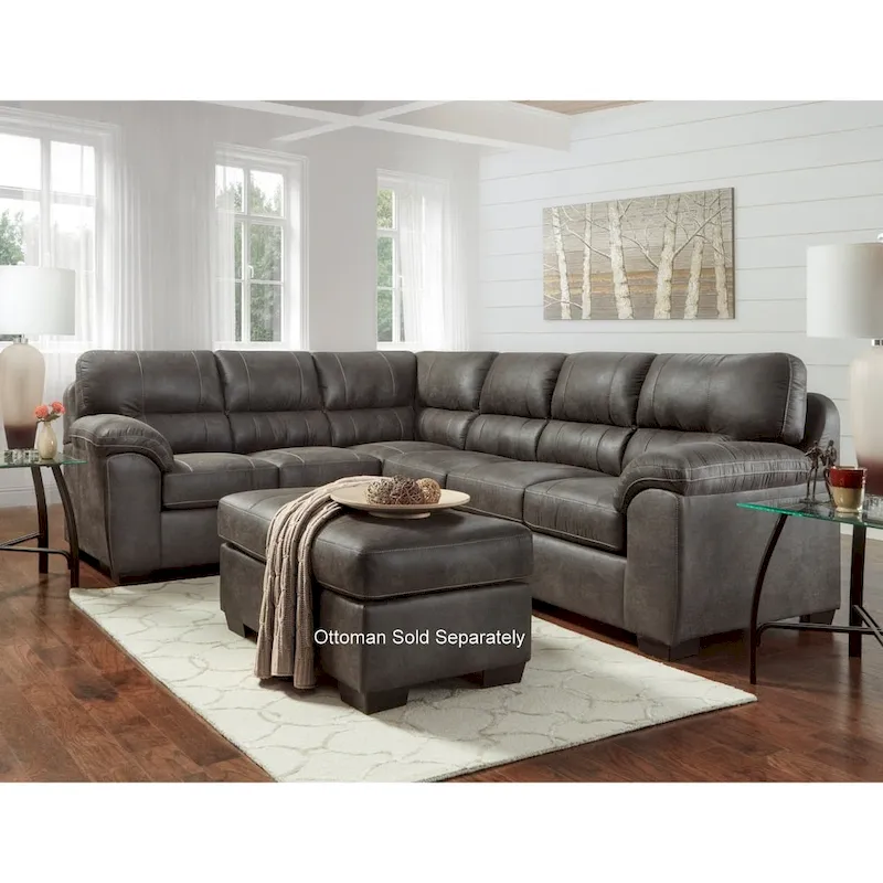 Roundhill Furniture Tirana Contemporary Fabric Pillow-top Arm Sectional Sofa in Sequoia Ash