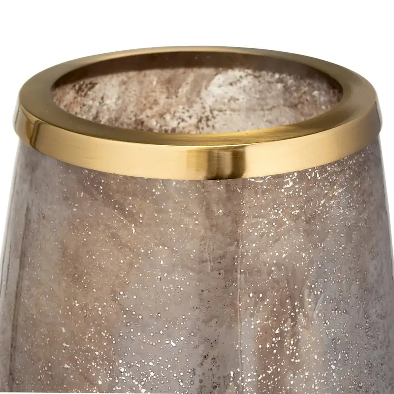 Sagebrook Home Glass Vase with Aluminum Rim and Sleek Glam Design