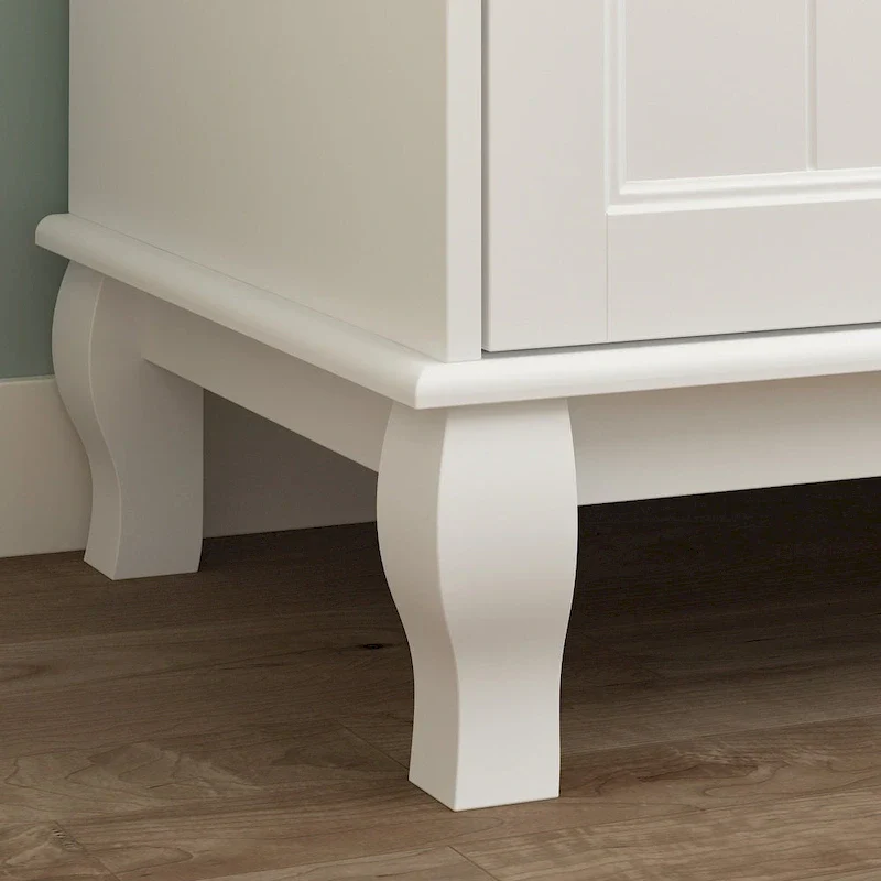 Home Traditional 2 Drawer Freestanding Wood Armoire in White Lacquer - 63Wx71.3